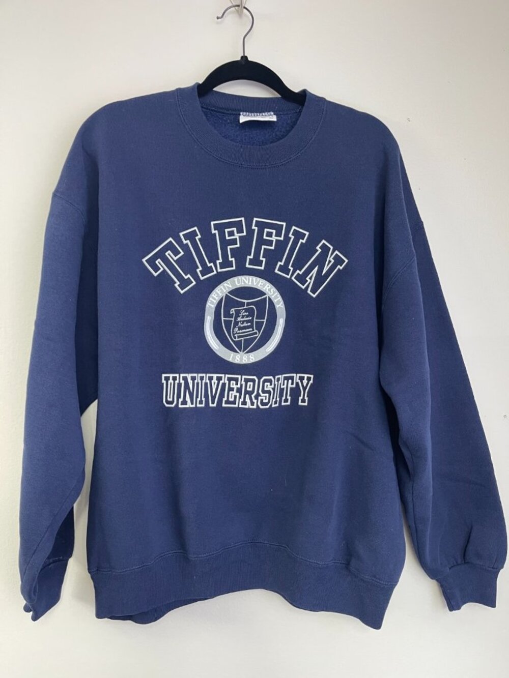 Tiffin University Crewneck Sweatshirt XL Navy USA Made College Pullover